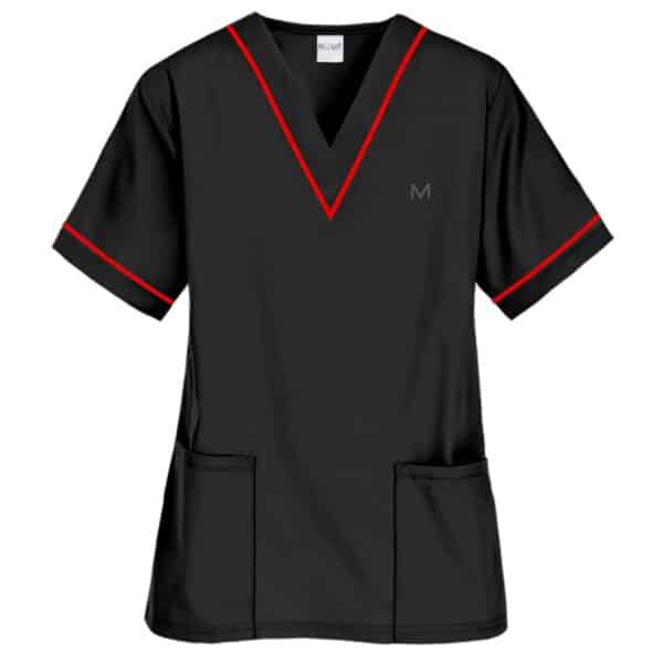 Customized medical uniform with hospital logo and name embroidery, designed for healthcare professionals.